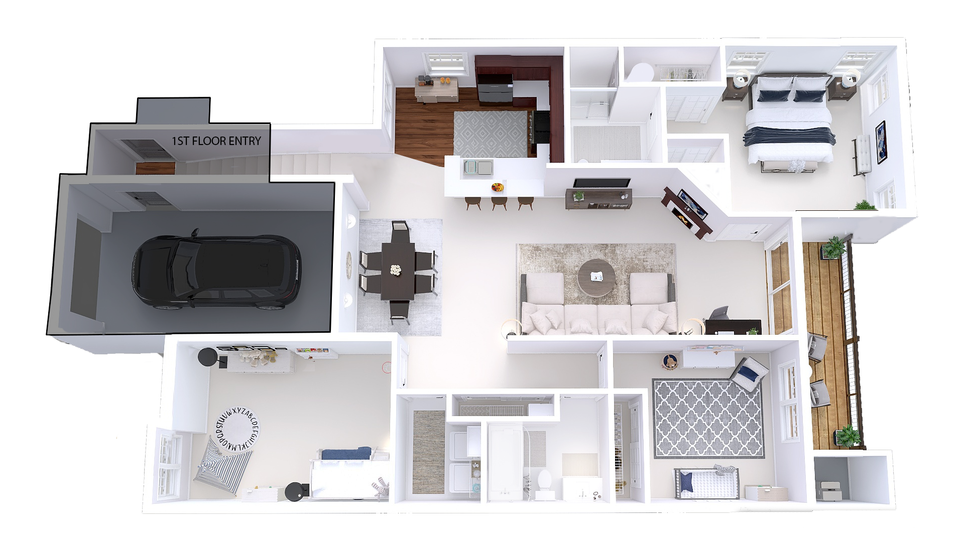 Floor plan for 2 beds, 2 baths, 1627 sqft